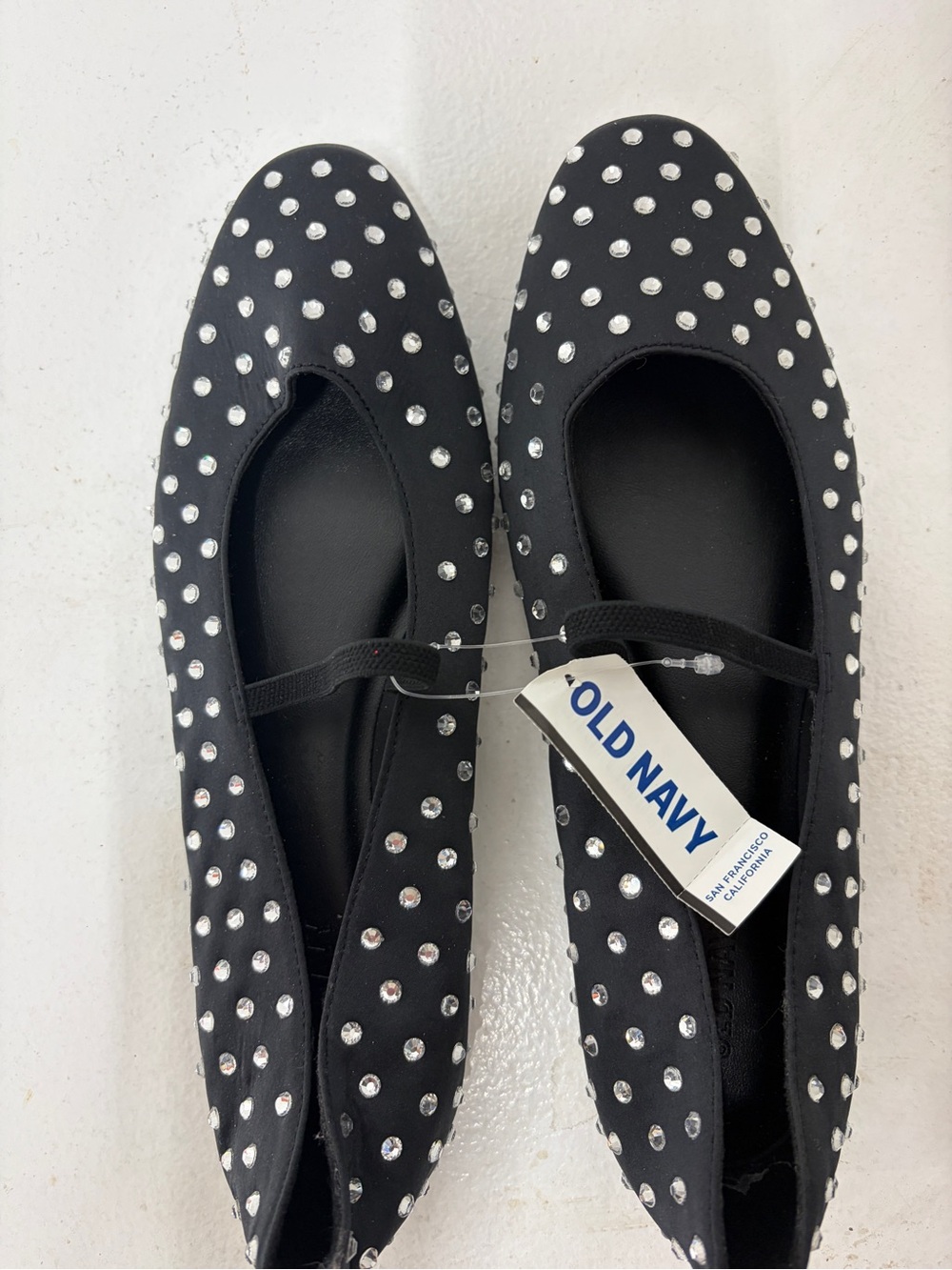 Old Navy Black Rhinestone-Embellished Ballet Flats NEW